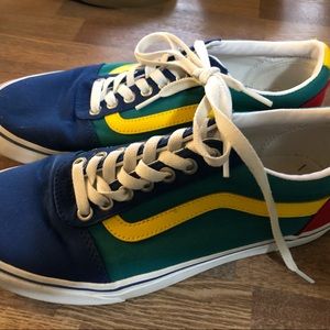 NEW - Multi Color Canvas Laced Vans - (sz 9.5)
